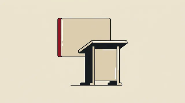 A lectern and a board, drawn