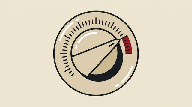 A control knob turned to the far end of its arc, drawn